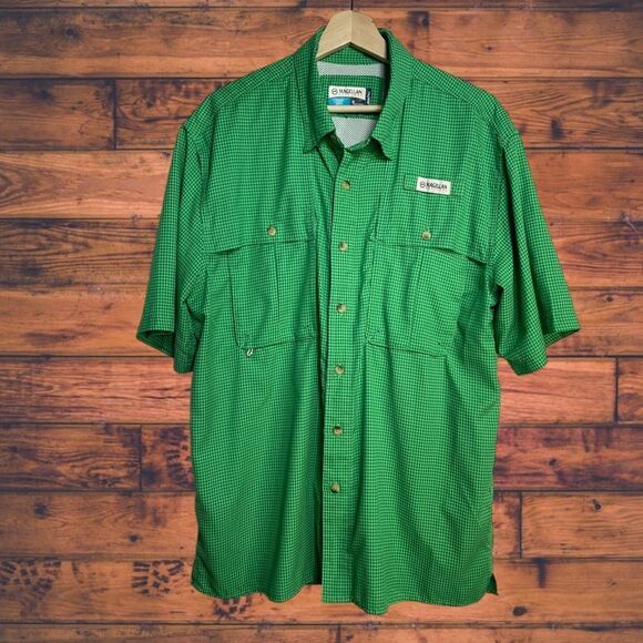 5 for $25🔥Magellan Green Plaid Button Front Outdoor Fishing Shirt Medium - Picture 1 of 6